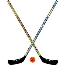 Franklin Sports  Street Hockey Stick Set - Includes 2 Youth Street Hockey Sticks + (1) Outdoor Roller Hockey Ball - Perfect Hockey Starter Set for - NaranjaAzul - Ver 1
