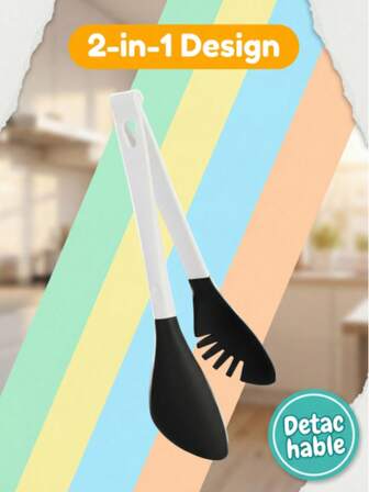 1 st två-i-ett-mattänger i silikon är inte benägna att deformeras och lätta att rengöra. De är lämpliga för matlagning i köket, grillning och camping utomhus. De är värmetåliga och värmebeständiga grilltänger och praktiska matlagningsverktyg för både utomhus- och köksbruk.