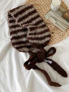 1件装女士羊毛针织护耳头带，秋冬新款学生保暖百搭帽，红色围巾，礼物，双面围巾，冬季