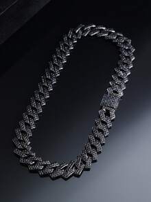 1pc Cool Cuban Chain Necklace, Hip Hop Style Choker,Bracelet, Rapper's Black Jewelry ,Men's Gift,Nice Present For Father/Son/Boyfriendracelet, Men's Gift For Christmas, Valentine's Day, New Year Gift - A - View 5