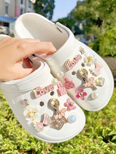 20pcs Gold Glitter Dancing Girl Shoe Charms, Shoe Decorations, Exquisite Shoe Accessories Suitable For Shoes With Holes, Sandals, Garden Shoes DIY Shoe Decoration, Shoe Flowers