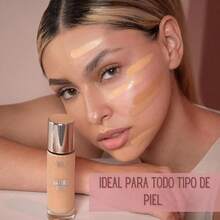 GOC, Base de maquillaje liquida, Natural Finish, Brinda un acabado luminoso y sedoso a la piel del rostro, Con Ácido Hialurónico, Base de agua, Color 300, GNF03 - Solicitud 03 - Ver 5