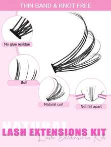 240pcs Mixed False Eyelashes Set, D-Curl Voluminous, High Capacity, 20D Criss-Cross Curled, Natural Hot Melt 3D Soft Segmented, Eyelash Combination Set, False Eyelashes - Black - View 3