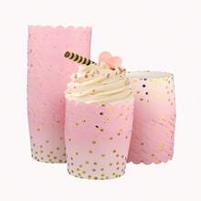 LIFETALK 50 piezas Moldes para magdalenas/cupcakes de tamaño mediano con resistencia al calor y diseño de lámina de oro, forros para hornear magdalenas/cupcakes con patrón de lámina de oro - Multicolor - Ver 5