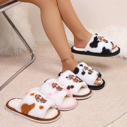 1双迷彩拼接可爱布艺内衬套脚室内拖鞋/女士家居拖鞋，适合春季、秋季及所有季节