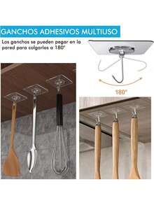 Estilo30 PCS Ganchos Para Pared,Ganchos Adhesivos Para Pared Transparentes,Clavos Adhesivos Para Cosas,Gancho De Acero Inoxidable Impermeable,Colgar Toallas,Para Cocina BañOVersióN Mejorada - 30 hojas de película transparente - Ver 10