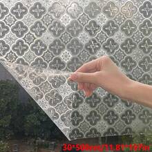 1 Roll Vintage Geometric Pattern Glass Film, Privacy Window Film, Glass Window Film, Reusable Non-Adhesive Glass Decorative Film For Home And Office Decor - Clear - View 13