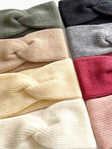 1pc Women's Solid Color Double-Layer Thick Knitted Criss-Cross Headband, Warm Lining Thick Headband Suitable For Sports, Winter, Elastic Hair Accessories For Women And Girls Women Bandanas Winter Head Scarf Women Hair Bands