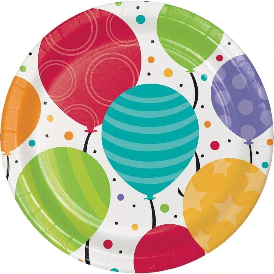 Creative Converting 8 platos de postre y papel pequeños, globos brillantes, talla única - por defecto - Ver 1