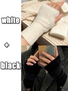 1/2/3 双装女士时尚保暖毛绒手套 - 彩色 - 查看 11