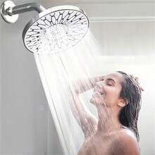 6英寸高压淋浴喷头 - 银/黑色，顶部喷淋式淋浴喷头，增压式淋浴喷头，雨淋式淋浴喷头，单头大淋浴喷头，浴室淋浴用品，仅限淋浴使用
