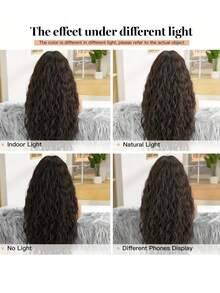150% Density Elegant Long Wavy Curly Wig, Black Tanglon High Temperature Fiber, Rose Net Cap, Fluffy Curls Suitable For All Skin Tones, Lace-Free Full Head Wig, Everyday Wear - Brown - View 7