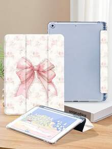 Kingsung 粉色花卉蝴蝶结图案平板电脑保护套，兼容 iPad 9.7/10.2/10.5/10.9/12.9/Pro 11（第十代）、Galaxy Tab S6 Lite 10.4、Kindle Paperwhite 第十二代（2024 年款）、Kindle 第十一代（2022 年款），柔软防震，带智能支架/自动唤醒/睡眠功能 - 彩色 - 查看 4