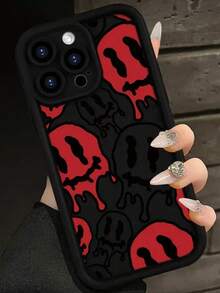New High-End Textured Anti-Drop Red Twisted Smiling Face Painted Phone Case, Compatible With IPhone 16/11/16pro/16plus/16promax/16e/15Promax/13/14/12/XS/XR/7G/8P - Multicolor - View 2