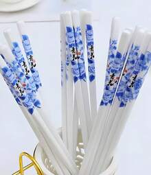 Tendencia10 Pares De Palillos De Porcelana - Diseño Chino Blanco Porcelana Azul Y BlancaCalidad premium - 1 - Ver 3