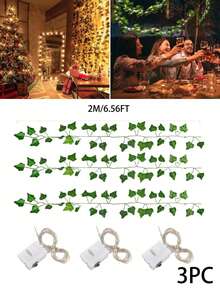 1/2/3/4/5/6 件装人造常春藤 LED 灯串，2 米（6.56 英尺）/20 LED 悬挂式植物 DIY 绿叶背景装饰灯，适用于节日卧室墙面装饰、婚礼派对餐桌装饰、花园灯、花园装饰、婚礼装饰、房间装饰、生日毕业礼物