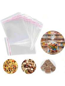 EstiloVMINGO - 100 Bolsas De Celofan Transparente Con Adhesivo Boutique Regalo Dulces Galleta Empaque Postal (10X19 Cm)VersióN Mejorada - 5x5 centímetros - Ver 6