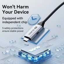 Llano 8K USB C 转 HDMI 2.1 线缆，支持 PD 充电，48Gbps USB Type-C 转 HDMI 编织线（8K@60Hz、4K@144Hz、2K@240Hz） - 黑色 - 查看 3