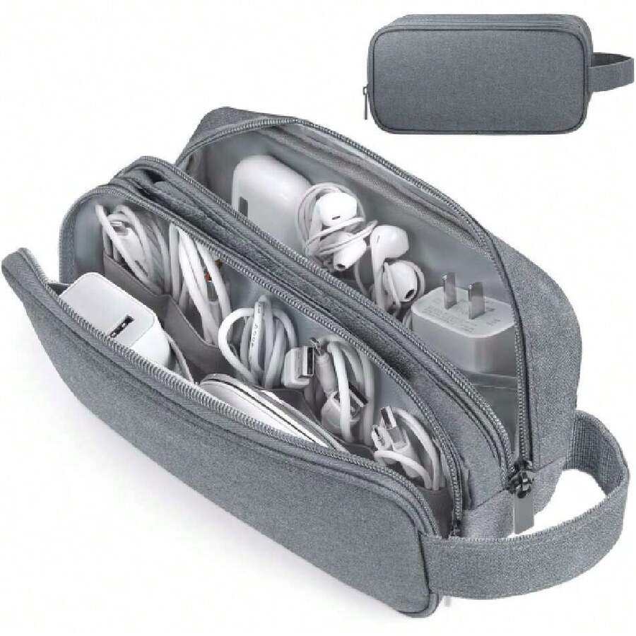 IGOLUMON Organizador electrónico, Organizador de Cables de Viaje, Bolsa de Almacenamiento Todo en uno, Bolsa de Accesorios electrónicos, Estuche portátil para Cables, Cargador, teléfono, Gris Oscuro,37265789 - Óxido marrón - Ver 1