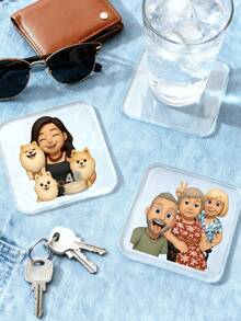 Customized 2D Character Acrylic Coasters. Customized Mr. And Mrs. Mug Coasters, Customized Mr. And Mrs. Coffee Cup Coasters, Customized Super Cute Personalized Coasters, Protect The Temperature Of Every Drink, Cute And Practical, Personalized Fun Campus Style Coasters, Cute And Interesting Coasters - Multicolor - View 3