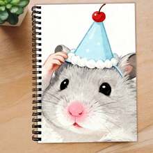 1PC A5 Notebook Hamster With Party Hat Design, University Standard Line Spacing, Thickened Paper, Double Bound Diary For Boys And Girls ... - Classic - View 2