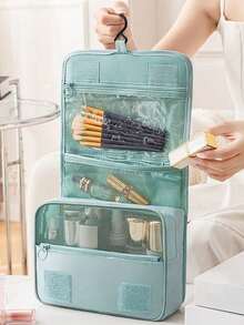 1pc Multi-Functional Travel Toiletry Bag, Hanging Makeup Organizer Pouch, Large Capacity, Portable, Waterproof Cosmetic Brush Storage, Unisex - Multicolor - View 16