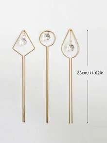3 件装棱柱种植桩花盆装饰、花园装饰、家居装饰 - 金色 - 查看 5