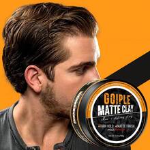 Goiple 1 Set Men's Matte Finish Long-Lasting Hair Styling Clay, Texture Boosting Spray, Hair Styling Spray, Lightweight Shaping, Hair Styling Clays, Pomade Wax, Volumizing, Soft & Manageable Matte Effect, Daily Styling, Styling Spray, Natural Pomade Wax, Suitable For All Hair Types (100g Clay + 100ml Spray)