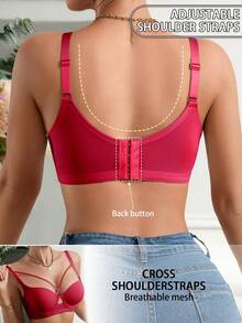 Invisible Push Up Bra For Large Breasts, Supportive Seamless Plunge Bra, Lightweight And Sexy - Red - View 8