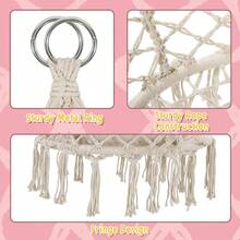 Macrame Hammock Hanging Swinging Chair With Medium Cushion, Perfect For Bedroom, Porch, Adults, Balcony, Beige - Ordinary Style1-beige - 查看 5