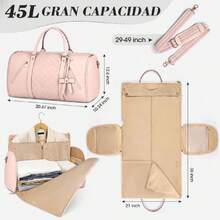 RAINSMORE Portatrajes de Viaje para Mujer Bolsa de Viaje Plegable Convertible,Duffle Bag Travel Gran Capacidad Bolso de Viaje para Traje de Vestir Porta Trajes Mujeres para Viajes de Negocios Rosa,37279856 - Caqui - Ver 5