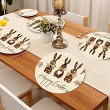 1/2/4/6/8/300pcs Luxury Round Placemat Set, Featuring Cartoon Easter Bunny And Grassland Patterns, Size: 15*15 Inches/38*38cm. Multiple Patterns Available, All Suitable For Easter Dining And Home Decor. - Multicolor - View 6