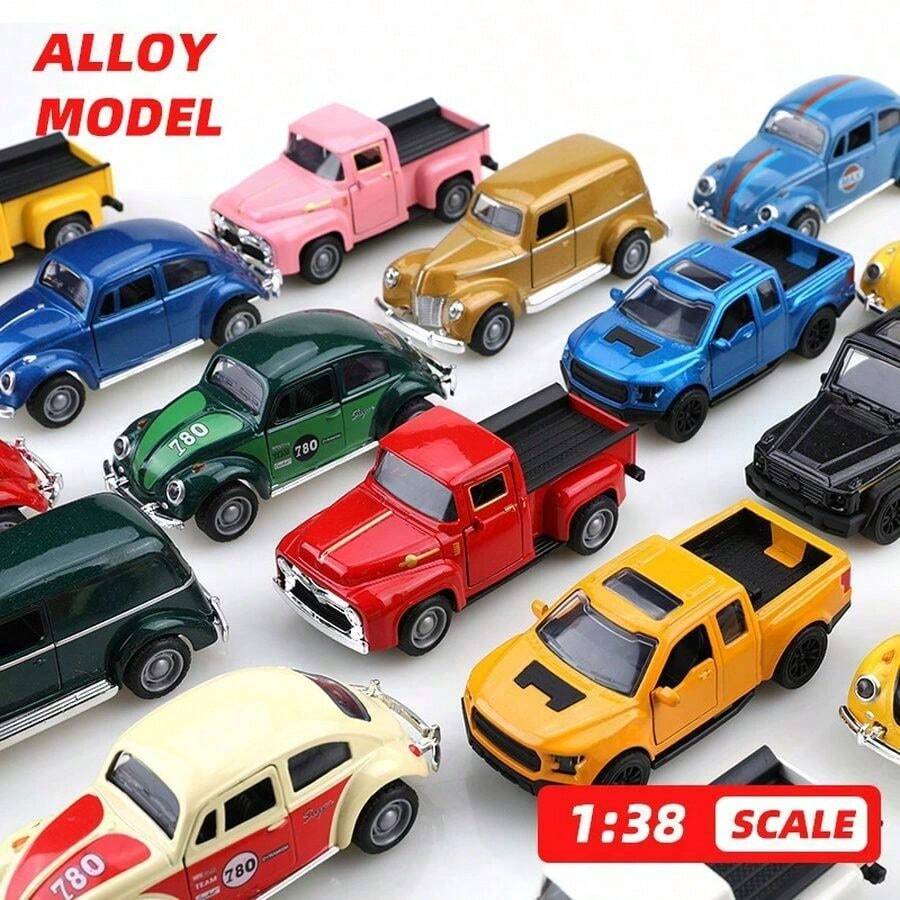 1:38 Vintage Classic Pickup Truck Alloy Car Model, Realistic Diecast Vehicle, Perfect Gift For Friends, Weddings, Birthdays - Multicolor - View 1