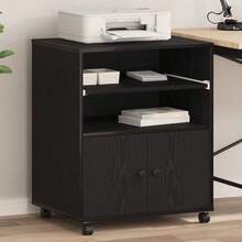 vidaXL Soporte de impresión con almacenamiento marrón negro 60 x 48 x 74 cm - Negro - Ver 1