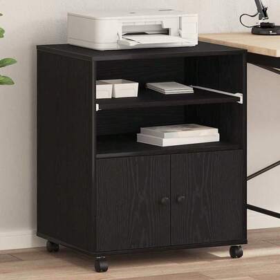 vidaXL Suporte d'imprimante com armazenamento Chêne preto 60 x 48 x 74 cm