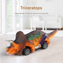 Modelo de dinosaurio realista Miniatura de juguete de coche deslizante por inercia, juguete educativo exclusivo para niños. Diseño pintado vívido, adecuado para juegos en interiores, interacción al aire libre, comodidad de viaje y puede usarse como regalo de cumpleaños, vacaciones, educación temprana. Sin batería, fácil de operar, mejora la coordinación mano-ojo, portátil y rentable.