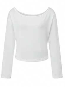 Women's Off Shoulder Sweater, Fashionable And Casual Solid Color Long Sleeved Knitted Top, Suitable For Outdoor Activities, Soft And Breathable, Spring And Autumn Clothing, Valentine's Day Gift,  Promotion - White - View 2