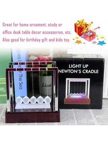 EstiloEstiloZerodis PéNdulo Newton Colorful LED Light Balance Ball Toy, Bola De PéNdulo De Ciencia FíSica Newton Cradle Pelota De Escritorio Juguete Divertido Decoration Art Work GiftsVersióN MejoradaVersióN Mejorada - 1 - Ver 5