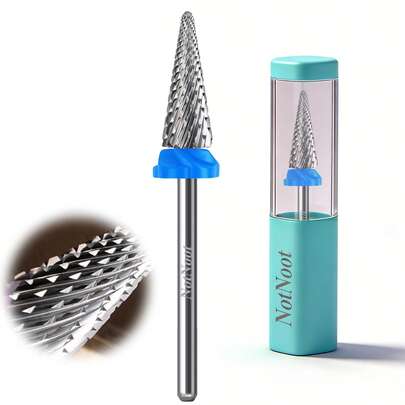  NotNoot Tapered Nib Nail Drill Bit 3/32" Cross Cut, Safety Stainless Steel Cone Bit For Cuticle Cleaning, Dead Skin Removal, Gel Polish Removal, Two-Way Rotation E-File Bit For Manicure & Pedicure, Medium