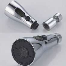 Kitchen Multi-Function Faucet, 360 Degree Rotary Kitchen Faucet Extender, Three Mode Kitchen Sink Faucet Extender, Kitchen Sink Faucet Nozzle, Bathroom Splash Proof Faucet - Silver + Adapter - View 6