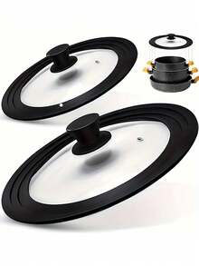 1pc Universal Pot Lid, Suitable For Various Cookware, Featuring Heat-Resistant Silicone Rim And Tempered Glass, Fits 6", 7", 8", 9.5", 10.5", 11" Diameter Pots - Multicolor - View 6