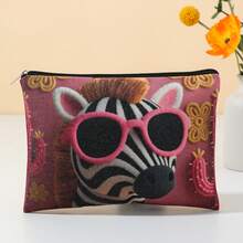 一款可爱的3D斑马纹化妆包，现代风格涤纶轻便旅行收纳包，化妆包，化妆品收纳包，化妆袋，旅行必备，个人护理配件，小号化妆包，化妆袋，旅行必备，大容量，圣诞礼物，收纳袋，旅行，女士礼物，化妆包，洗漱包，邮轮必备，度假必备，男女旅行收纳盒，节日必备礼物 - 彩色 - 查看 10