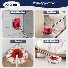 MXZONE Scrubber Mop Head Replacement Compatible With O Cedar EasyWring 1 Tank System, Spin Mop Scrub Brush Head, Hard Bristle Cleaning Brush Attachment For Kitchen Tile Floor, Not Fit RinseClean - ColorN - 查看 8