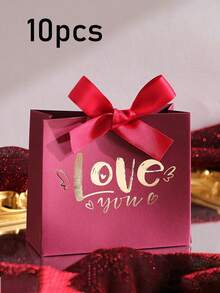 1/5/10pcs Set Heart Wing Foil Ribbon Gift Boxes, Valentine's Day Gift Bags, High Quality Paper, Suitable For Wedding Candy, Valentine's Chocolate, Preserved Flowers, Jewelry, Small Gifts, Party Favors, Romantic Holidays, Valentine's Day, Mother's Day And Other Occasions, Universal Gift Packaging - Multicolor - View 12