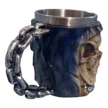 TendenciaTaza Tipo Tarro Cráneo De Calavera Con Mango De CadenaCalidad premium - Azul - Ver 1