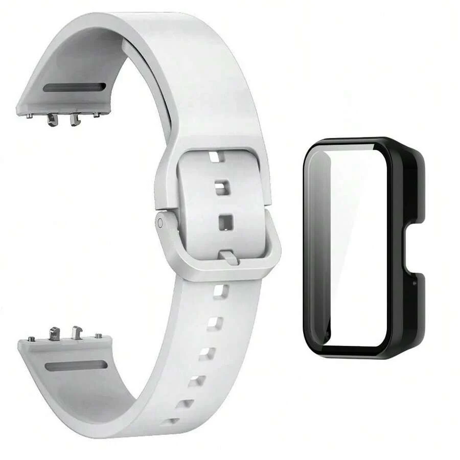 Quick-Release Silicone Wristband + Case Kit For Galaxy Fit 3 Smartwatch - BLANCO/NEGRO - Ver 1