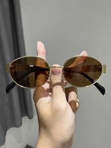 春假单只装椭圆形镜框个性化酷炫流行设计ins风女士时尚眼镜，适合商务、户外旅行、热带海滩度假、街拍、夏季约会穿搭，时尚配饰，适合所有脸型 - 查看 4