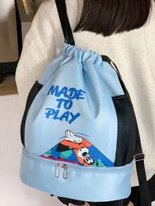 Disney 背包、男女通用健身包、米奇背包、可扩展胸包、旅行包、多功能收纳包、时尚手提包、牛津布抽绳单肩包 - 彩色 - 查看 6