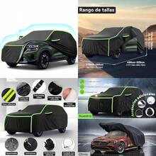 Funda Protectora para Auto SUV y Camioneta, Tamaño Extra Grande 520x200x180 cm, Impermeable con Forro de Algodón, Cremallera Lateral y Correas Antiviento - Rojo - Ver 7