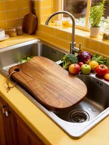 Multifunctional Cutting Board, Wooden Irregular Shaped Chopping Board, Solid Wood Kitchen Cutting Board, Elegant Kitchen Utensil, Available In Multiple Styles - Suitable For Meat, Steak, Vegetables, Cheese, Fruits, Etc., Kitchen Accessory, Cooking Gift, Meal Prep, Ideal Gift For Chefs And Home Cooks - Mocha Brown - View 1